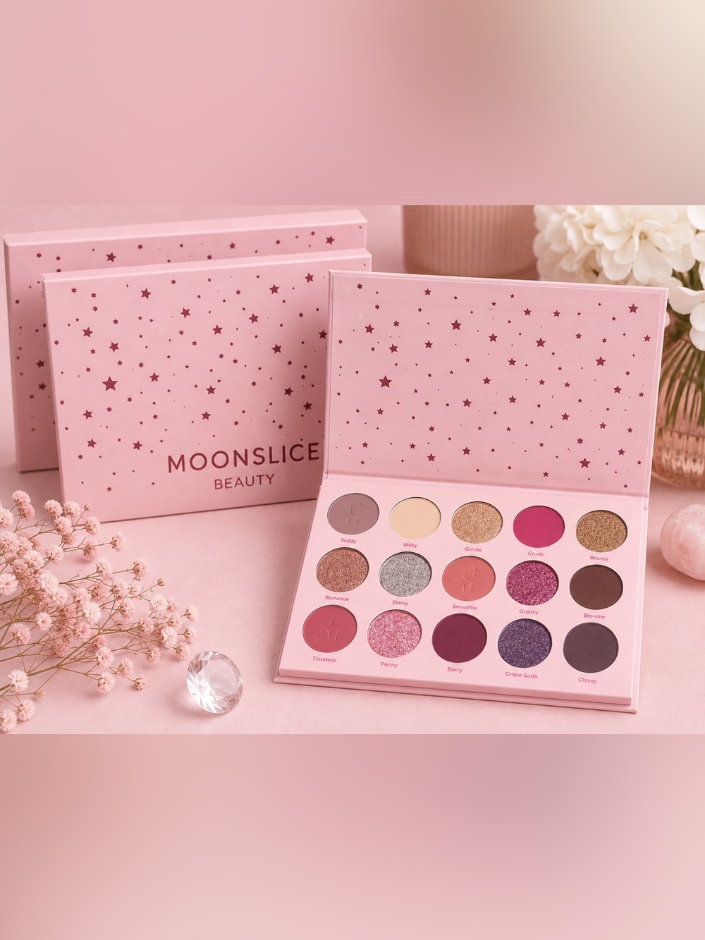 Pink Eyeshadow Palette – 12-Color Rose & Gold Set